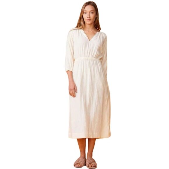 NWT Monrow Long-Sleeve Gauze Open-Back Midi Dress - Picture 1 of 10